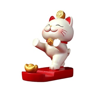 Chinese Style Lucky Cat Phone Holder Resin Desktop <b>Stand</b> <b>For</b> Mobile <b>Tablet</b> Creative Ornament - Product Image 5