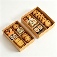 Vente en gros de boîtes à sushi à emporter, boîtes d'emballage de haute qualité pour le déjeuner, boîtes à sushi et à biscuits avec impression numérique