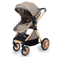 Poussette bébé en lin avec nacelle haute, siège inclinable multifonction pliable, landau de voyage pour nouveau-né jusqu'à 3 ans