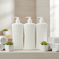 Bouteille Pompe Carrée Professionnelle 600ml en PEHD Blanc avec Bouchon à Vis, Dosage Précis, 20oz, Rechargeable, pour Salon et Hôtel, Sérigraphie