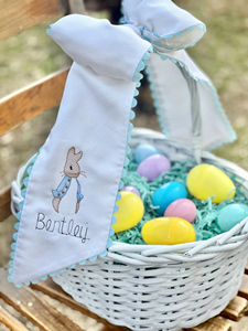 Pañuelo para Envolver Bebés al por Mayor con Ribete de Encaje, Lazo para Canasta de Pascua con Monograma de Conejito, Pañuelo para Envolver Recién Nacidos, Ropa para Bebés 2026 - Product Image 1