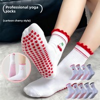 Chaussettes de yoga WJN pour femmes avec design à volants, logo brodé, antidérapantes, en coton respirant et absorbant l'humidité