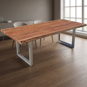Industrial & Vintage Indian Iron Metal Solid Acacia Live Edge Wood Folding <b>Dining</b> <b>Table</b> for Hotels <b>Dining</b> Room Furniture - Product Image 3