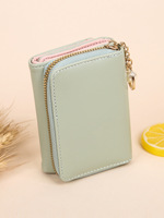 Dompet Wanita Grosir Pabrik, Dompet Kartu Pendek Fashion Custom, Dompet Ramping Wanita dengan Resleting, Tas Kulit PU, Dompet Koin
