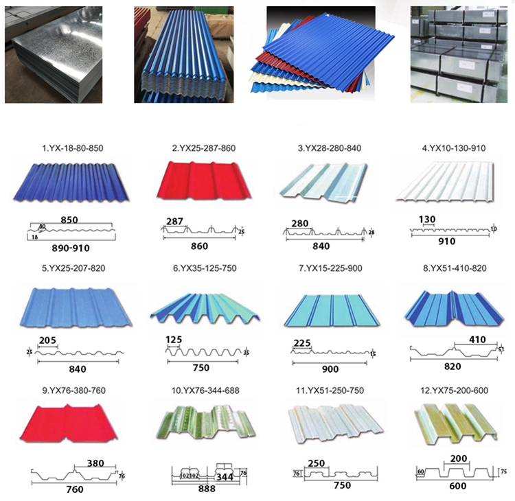 600-1250mm Width Galvanized Steel Sheets Colored Galvanised Corrugated Roofing Sheets