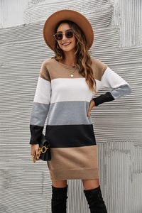 Vestidos <span class=keywords><strong>de</strong></span> invierno YiXin para mujer <span class=keywords><strong>2022</strong></span> cuello redondo Patchwork vestidos <span class=keywords><strong>de</strong></span> invierno <span class=keywords><strong>de</strong></span> punto para mujer moda suéter largo vestido ropa <span class=keywords><strong>de</strong></span> mujer - Product Image 6
