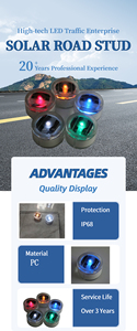 Factory Outdoor <b>Solar</b> Powered Super Bright LED <b>Light</b> Flashing Mode for Pathway Road Studs Plastic Material Reflective - Product Image 1