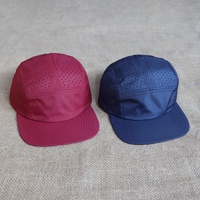 Casquettes vierges en gros personnalisables avec logo, en nylon, séchage rapide, imperméables, perforées au laser, pour la course et le camping, 5 panneaux