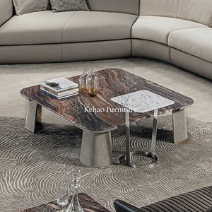 <span class=keywords><strong>Table</strong></span> à thé en marbre naturel italien, rembourrage central en tissu, base en acier inoxydable pour salon, <span class=keywords><strong>table</strong></span> basse <span class=keywords><strong>moderne</strong></span> en marbre - Product Image 1