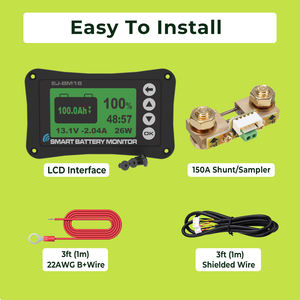 Monitor de Batería Bluetooth BM16 con Shunt Inteligente de 75A 150A 500A, Medidor de SoC LiFePO4 de 12V 24V 48V, Comunicación Personalizada para RV Solar - Product Image 2