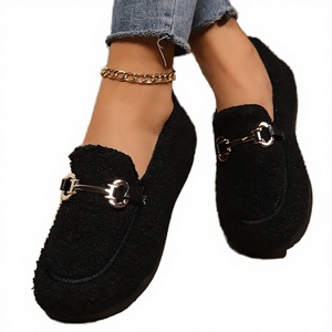 Elegantes Zapatos Planos de Punto Estilo Mary Jane para Mujer, Pantuflas de Invierno, Talla Grande, Exclusivas para África, Venta Directa de Fábrica - Product Image 3