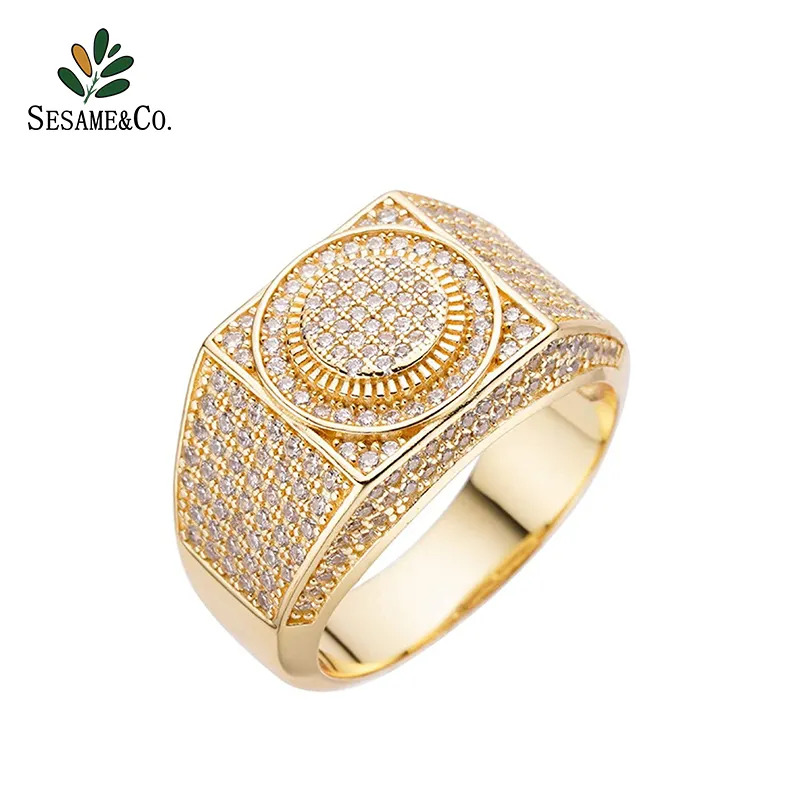 Hip hop men's ring super flash diamond exaggerated trend fashion senior sense 18K gold /14K gold Moissanite ring customized