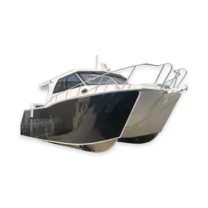 Hot selling 10m/33ft aluminum fishing catamaran twins hulls power boats cabin cruiser with outboard motor catamaran