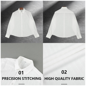 Camicie a Maniche Lunghe in <span class=keywords><strong>Seersucker</strong></span> Personalizzabili alla Moda per Uomo - Product Image 4