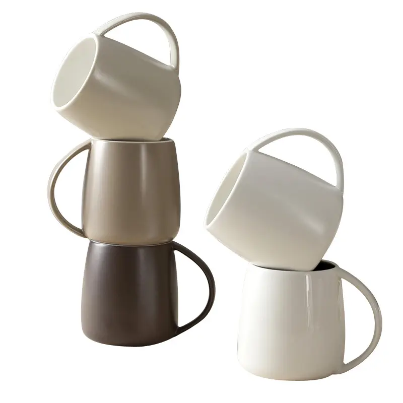 2023 Keramik milch Kaffee becher mit Griff Große Kapazität Einfache Keramik becher mit benutzer definiertem Logo