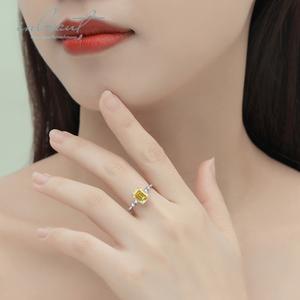 Bague Moissanite en <span class=keywords><strong>argent</strong></span> 925, 2 carats, couleur <span class=keywords><strong>D</strong></span>, émeraude brillante, <span class=keywords><strong>avec</strong></span> pierres de test, bijoux de pierres précieuses - Product Image 4