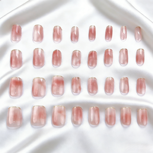 <span class=keywords><strong>Uñas</strong></span> Postizas Color Rosa Nude <span class=keywords><strong>con</strong></span> Degradado Ombre, Purpurina Dorada, Punta Francesa, <span class=keywords><strong>Uñas</strong></span> Postizas Reutilizables, <span class=keywords><strong>Uñas</strong></span> Falsas Cuadradas Cortas para Chicas - Product Image 6