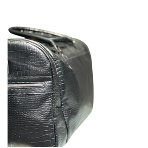 กระเป๋าเดินทางหนังจระเข้สีดำสุดหรู, กระเป๋าหนังจระเข้สีดำสุดหรูกระเป๋าสะพายไหล่สำหรับสุดสัปดาห์ความจุขนาดใหญ่ปรับสายได้สำหรับผู้ชาย - Product Image 4