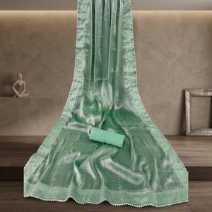 Indien Bollywood mariée fantaisie classique doux soie tissu femmes Saree fil travail bordure coupe fête dernière tenue ethnique exclusive - Product Image 2