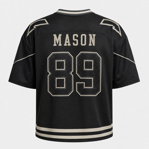 Maillot de football américain streetwear foncé respirant grande taille à manches courtes en maille surdimensionné avec numéro personnalisé pour fan - Product Image 3