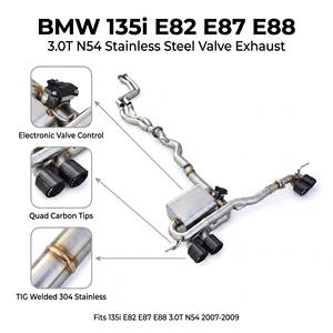 Sistema de Escape Catback SS304 para <span class=keywords><strong>BMW</strong></span> <span class=keywords><strong>135i</strong></span> E82 E87 E88 N54 3.0T 2007-<span class=keywords><strong>2009</strong></span>, Válvula de Escape con Punta de Carbono, Mejora Sonora - Product Image 1