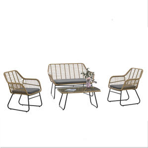 Meubles de jardin d'extérieur, vente en gros d'usine, rotin PE, pas cher, durable, résistant aux intempéries, chaise et table en rotin, ensemble de canapé - Product Image 3