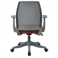 Chaise de bureau contemporaine Henglin à dossier moyen, housse de dossier amovible et lavable, chaise de bureau pivotante réglable, base en aluminium fixe