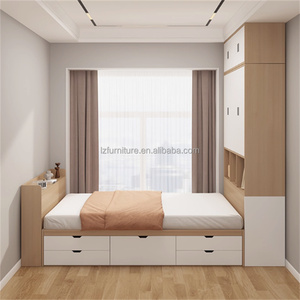 Customize Inexpensive Multifunctional Tatami Bedroom Sets Built-in Wooden <b>Storage</b> Bed With Desk & Wardrobe for Studio Apartments - Product Image 2