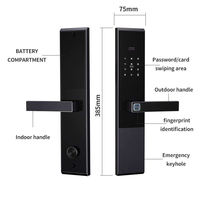 Juego de cerradura de puerta inteligente Aiendi con control de miniprograma de desbloqueo de reconocimiento para 50 usuarios Conectividad WiFi compartida de llave temporal