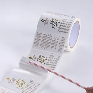Personalizzare la stampa di adesivo con Logo cosmetico in vinile impermeabile adesivo trasparente in lamina d'oro adesivo in profumo trasparente etichetta per bottiglia