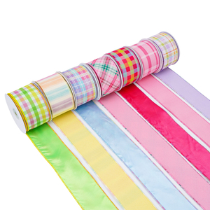 Cinta de Dos Tonos de 2.5 Pulgadas con Borde Metálico, Color Pastel Brillante, para Decoración de Árboles, Guirnaldas, Envoltura de Regalos y Lazos - Product Image 1