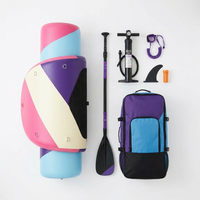 Planche de SUP gonflable tout-en-un en PVC, couleurs pastel, OEM, 320 cm x 81 cm, pour femme, avec pagaie réglable, pompe, aileron, leash et sac à dos
