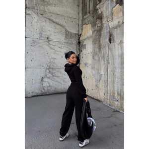 Conjunto Deportivo Olindy Negro con Capucha y Cremallera, Estilo Vintage, Talla XXL, Transpirable, Diseño Estampado Personalizable, Talla Grande, Invierno, con Logo - Product Image 1