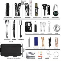 Kit de survie professionnel 60-en-1 pour l'extérieur, équipement de camping multifonctionnel, boîte à outils d'urgence SOS pour la randonnée en milieu sauvage et les situations de catastrophe