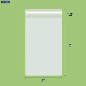 Sacs en cellophane auto-adhésifs 6x12 pouces, 100 unités, sacs transparents en OPP, sacs de rangement refermables en plastique pour vêtements et électroniques - Product Image 2