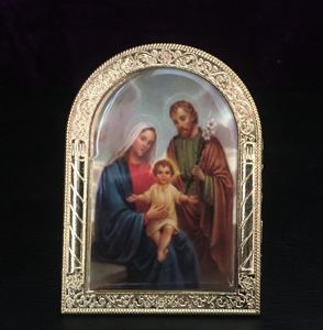 Statue religieuse épaissie en cristal avec motifs en relief métallique, photos de la Sainte Vierge Marie, icônes d'écran arqué et ornement, souvenir religieux, cadeaux. - Product Image 3