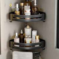 Étagère d'angle de douche en acier à fixation sans perçage, style industriel, 60 cm, sans perçage, 2 pièces, à poser au-dessus des toilettes