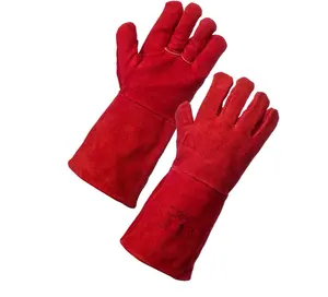 Venta al por mayor de guantes de cuero de soldadura de trabajo mecánico de alta calidad