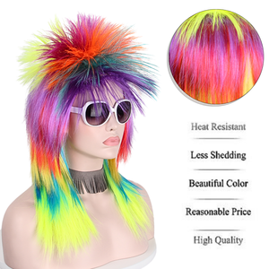 Divertidos Disfraces Punk Rocker Arcoíris para Hombres y Mujeres, Talla Pequeña, <span class=keywords><strong>Peluca</strong></span> con Púas, Pelucas Afro Sintéticas Lisas - Product Image 4