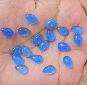 Calcedonia Azul Natural en Forma de Pera, Cabujón Liso para Joyería, Gemas de Alta Calidad, Piedra de Nacimiento, Todos los Tamaños, AMARA - Product Image 4