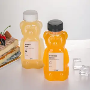 8oz Empty Honey Bear Cup Plastic Honey Bear Bottle Bear Shape Honey Container With Screw Top Lid