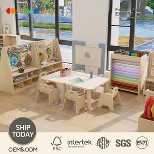 Meuble de rangement professionnel en bois Montessori pour peinture, idéal pour les garderies, salles d'art, crèches et zones d'activités manuelles - Product Image 1