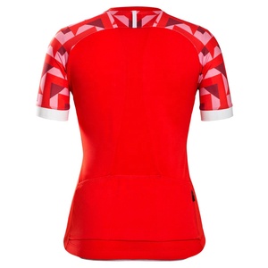 Red Short Sleeve <b>Cycling</b> Jersey Geometric Pattern Sleeves Full Zip Front Mtb Bxm Mountain Bike Custom 100% Polyester Quick Dry - Product Image 3