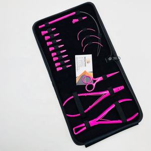 Juego de herramientas de alicates de extensión de cabello multifuncional de acero inoxidable al por mayor de alta calidad de color rosa fuerte - Product Image 1