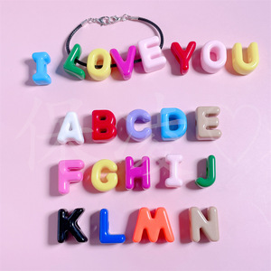 대형 구멍 영어 알파벳 아크릴 비즈 DIY 수공예 팔찌 휴대폰 비즈 팔찌용 - Product Image 4