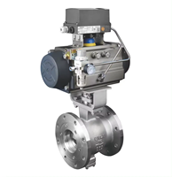Vanne de commande DN125 PN16 acier inoxydable CF8 vanne à boisseau sphérique pneumatique à encoche V Port