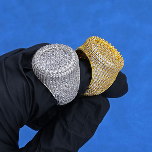 Anillo de Moissanita Redondo con Incrustaciones de Diamantes VVS, Estilo Halo, Hip Hop, Plata de Ley 925, Pasa el Test de Diamantes, Certificado GRA - Product Image 1