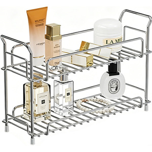 <b>Bathroom</b> Storage Rack 50X30Cm Double Layer Stainless Steel Freestanding For Cosmetics Skincare Vanity Organization - Product Image 4
