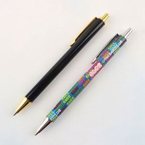 Stylo en métal avec logo sportif personnalisé CMYK, largeur d'écriture de 1,0 mm et impression couleur intégrale - Product Image 1