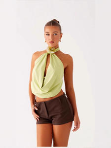 Elegante Top de Fiesta sin Mangas con Cuello Halter, Espalda Descubierta y Lazos, FTS 1688, Envío Rápido, Servicio de Compra, 24 Horas de Servicio Postventa - Product Image 1